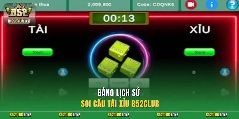 Bảng lịch sử soi cầu tài xỉu B52Club