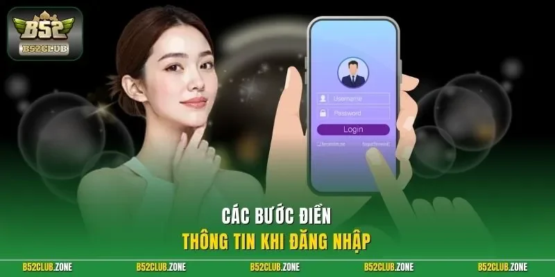 Các bước điền thông tin khi đăng nhập 