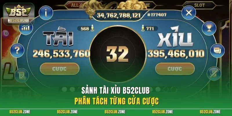 Sảnh tài xỉu B52Club phân tách từng cửa cược